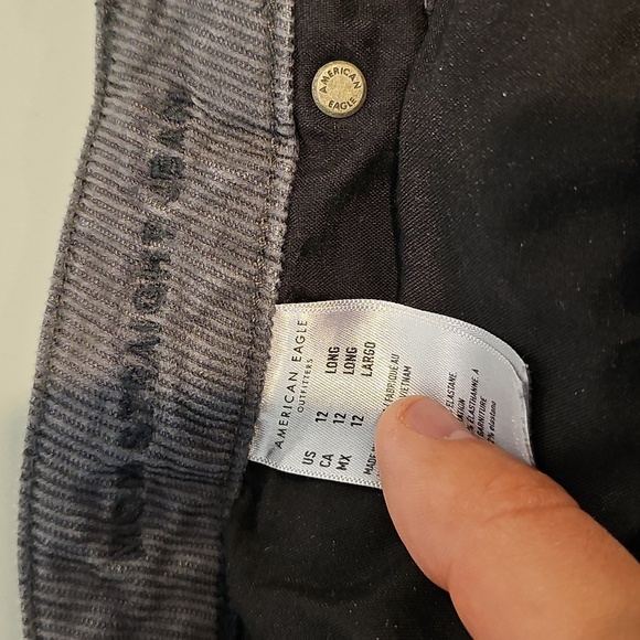 American Eagle Stretch Size 12 Corderoy Mom Straight Leg Jeans - Dark Gray - Picture 7 of 8